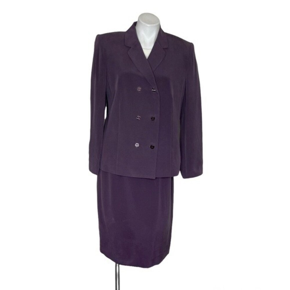 DRESSBARN Purple Silk Skirt Suit Jacket Size14 Skirt Size 12 NEW